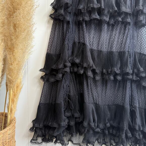 Free People maxi skirt ruffled tiered sheer flowy boho half slip frilly Medium - Picture 4 of 9